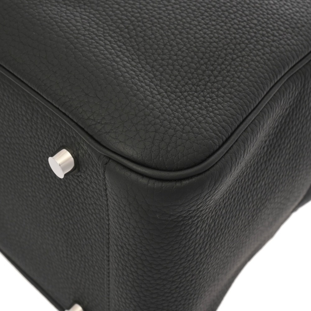 HERMES Lindy 30 Black U Stamp (circa 2022) Women's Taurillon Clemence Leather... - Picture 9 of 11